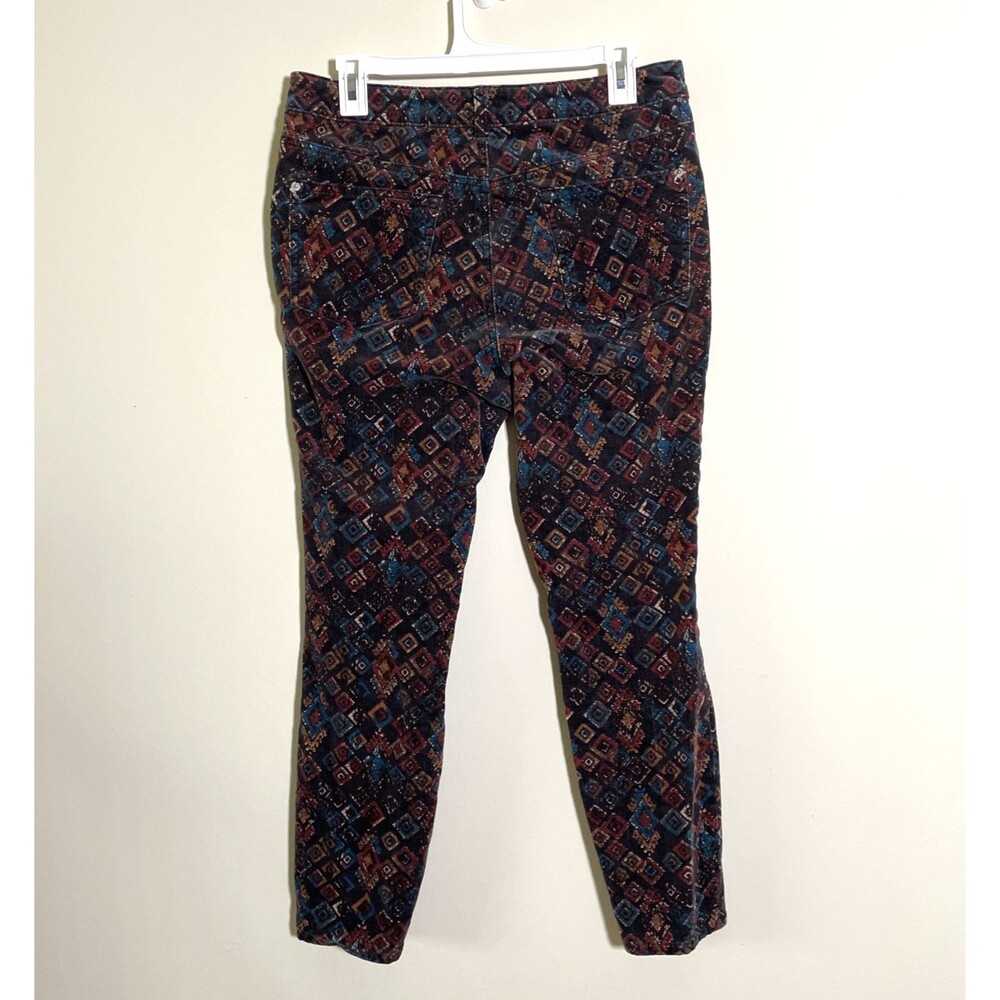 Anthropologie Pilcro HiRise Skinny Pant Women 31 Rust Tribal Corduroy Button Fly - Picture 2 of 8